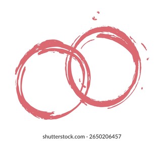 Manchas de vinho vetorial sobre fundo branco. Impressões de vidro na mesa, manchas de vinho redondas molhadas na bancada. Imitação de tinta rápida e desenho de pincel em estilo grunge. Ktipart para restaurante, bar, vinícola.