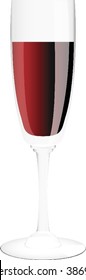 vector wineglass with red wine on white