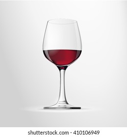Vector wineglass with red wine. Photorealistic.