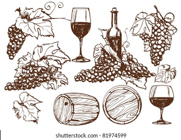 Vector winery design elements set 