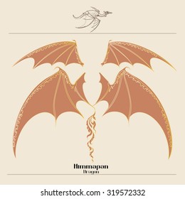 Vector of Wing Animal Thai Literature. Dragon