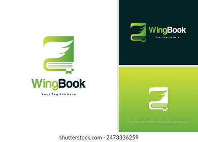 Vector wing book logo design, book logo, education logo design template