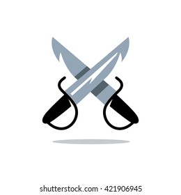 Vector Wing Chun Kung Fu Butterfly Swords. Cartoon Illustration. Crosswise asian Weapon Branding Identity Corporate unusual Logo isolated on a white background