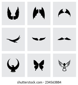 Vector wing icon set on grey background