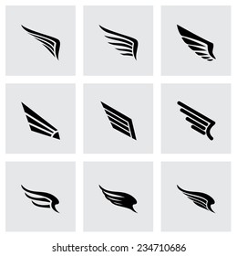 Vector wing icon set on grey background