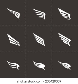 Vector wing icon set on black background