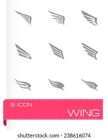 Vector wing icon set on grey background