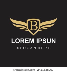 Vektorflügellogo auf Buchstabe