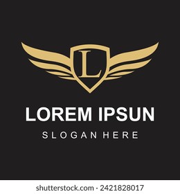 Vector wing logo on letter