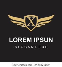 Vector wing logo on letter