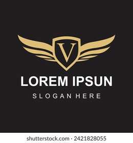 Vector wing logo on letter