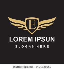 Vector wing logo on letter