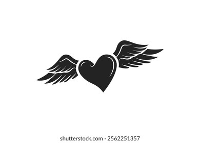 vector winged heart made in silhouette style