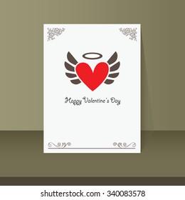 vector winged heart vintage card design 