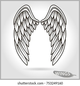 Vector Wings Angel Gray Feather On Stock Vector (Royalty Free ...