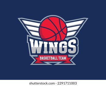 vector wings basketball team logo, sports logo template