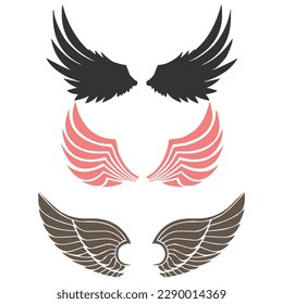 vector wings black elements. angels and birds wings. illustration of white wings