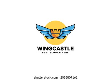 Logotipo de ilustración de Vector Wings Castle