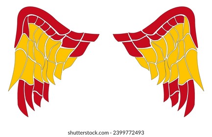 Vector wings in the colors of the Spain national flag.