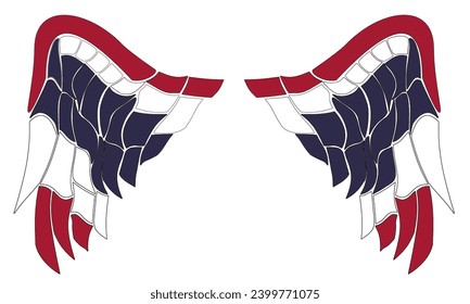 Vector wings in the colors of the Thailand national flag.