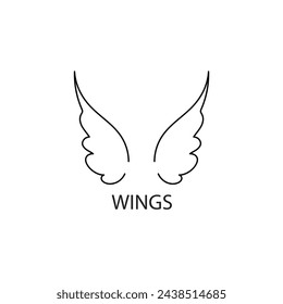 Vector wings in flat linear style. Sign, symbol, logo, element for design and print. Graphic Illustration Template