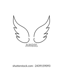 Vector wings in flat linear style. Sign, symbol, logo, element for design and print. Graphic Illustration Template