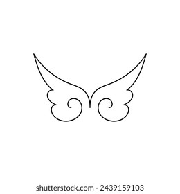 Vector wings in flat linear style. Sign, symbol, logo, element for design and print. Graphic Illustration Template