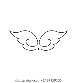 Vector wings in flat linear style. Sign, symbol, logo, element for design and print. Graphic Illustration Template