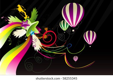 vector wings and globes illustration