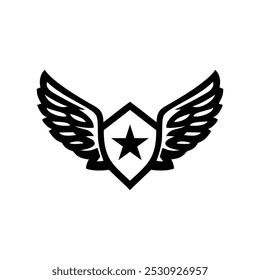Vetor de asas ícone logotipo com estrela