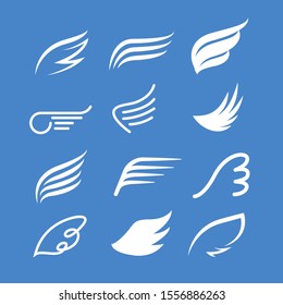 Vector Wings Icon Set. Bird Or Angel Wing Silhouette Illustration Design Feather.