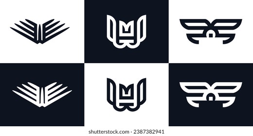 Vector wings icon set logo Premium Vector