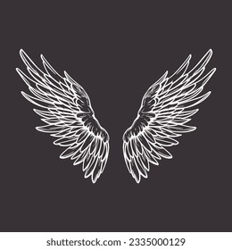 Vector Wings Icon. Vintage Angel Wings Icon, Design Template, Clipart. Cupid, Angel or Bird Wings. Vector illustration