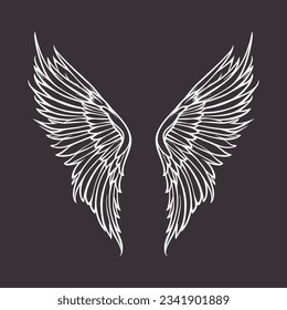 Vector Wings Icon. Vintage Angel Wings Icon, Design Template, Clipart. Cupid, Angel or Bird Wings. Vector illustration