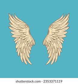 Vector Wings Icon. Vintage Angel Wings Icon, Design Template, Clipart. Cupid, Angel or Bird Wings. Vector illustration