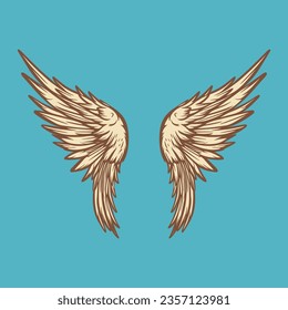 Vector Wings Icon. Vintage Angel Wings Icon, Design Template, Clipart. Cupid, Angel or Bird Wings. Vector illustration