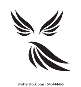 Vector wings isolated on white background. Collection of wings birds illustration