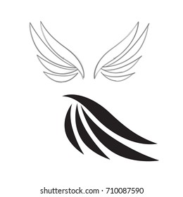Vector wings isolated on white background. Collection of wings birds illustration