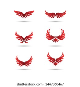 vector wings logo collection, animal bird wings logo. freedom symbol, gold and red color