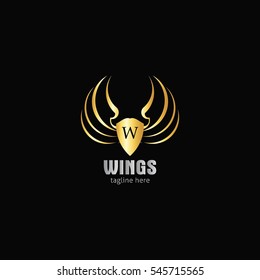 Vector wings logo Design Template. Logo company and icon wing flying, eagle wing brand and logotype wing bird vector illustration