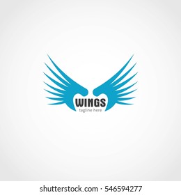 Vector wings logo Design Template. Logo company and icon wing flying, eagle wing brand and logotype wing bird vector illustration