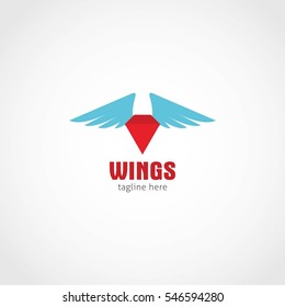 Vector wings logo Design Template. Logo company and icon wing flying, eagle wing brand and logotype wing bird vector illustration