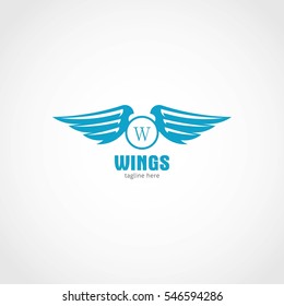 Vector wings logo Design Template. Logo company and icon wing flying, eagle wing brand and logotype wing bird vector illustration