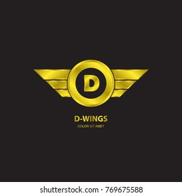 Vector wings logo initial letter U. Winged brand company logotype illustration