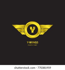 Vector wings logo initial letter Y. Winged brand company logotype illustration