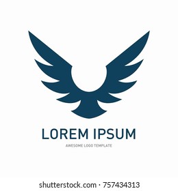 Vector wings logo on white backdrop. Collection of wings. Vector illustration