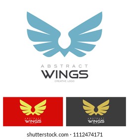 Vector wings logo set. Winged logo company and icon wing flying, eagle wing brand and logotype wing bird illustration