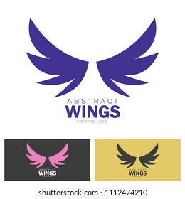 Vector wings logo set. Winged logo company and icon wing flying, eagle wing brand and logotype wing bird illustration