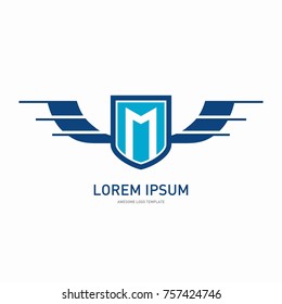 Vector wings logo. Winged logo company and icon wing flying, eagle wing brand and logotype wing bird illustration