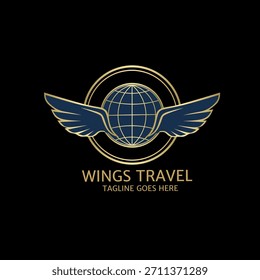 vector wings travel logo with elegant design 